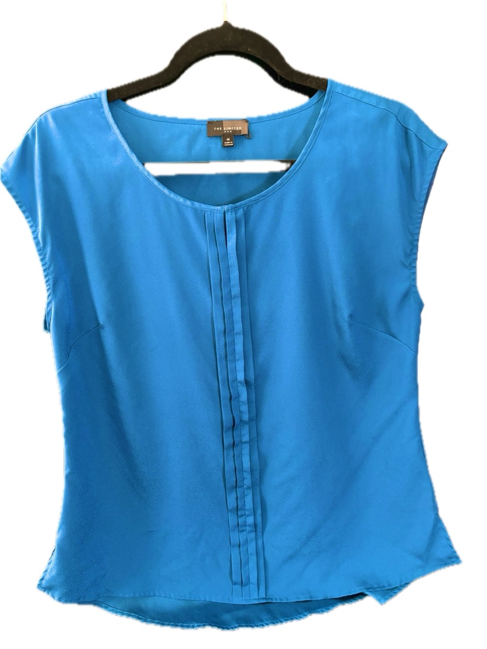 The Limited - Women's Sleeveless Pleat-Front Blouse in Bright Blue